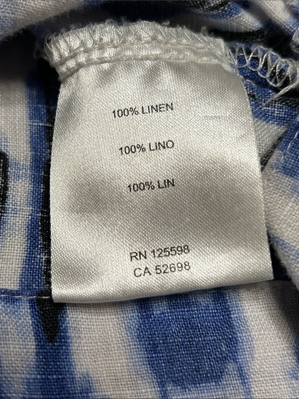 Ellen Tracy Linen Blue and Black Sleeveless Zip-Front Top Size 1X Pre Owned - Picture 8 of 9